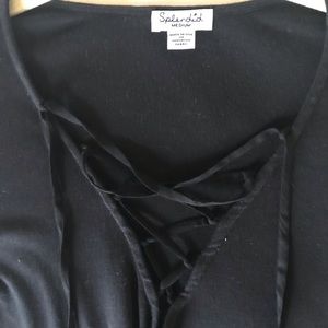 Splendid black long sleeve lace-up shirt